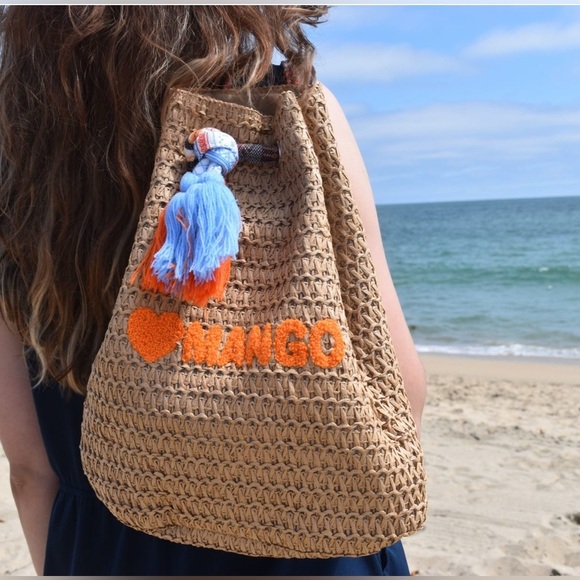 California Mango x Saí Devì Milano Woven Straw Backpack with Colorful Straps - Picture 1 of 13